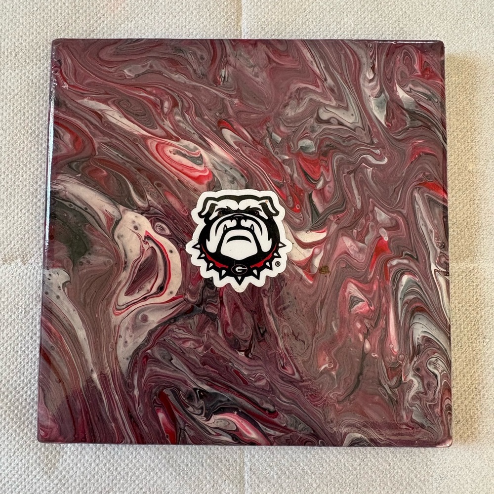Bulldog Abstract Art Canvas
Georgia Poured Painted Tile Coaster